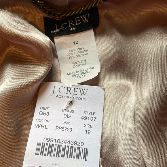 New w/ Tags! J. Crew Wool Blend Pea Coat in Camel Color Size 12 - Picture 7 of 11